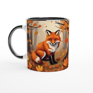 Autumn Fox Mug 11oz Novelty Mug, Unique Gift Ideas, Fox Themed Gifts.