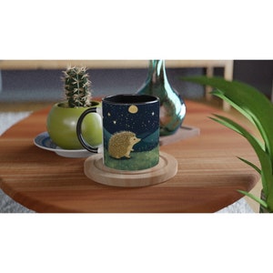 Niebiański Jeż: Ceramiczny kubek do kawy z motywem Księżyca i Gwiazd zdjęcie 6
