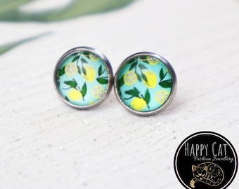 Lemon Stud Earrings: Hypoallergenic Stainless Steel Summer Jewellery