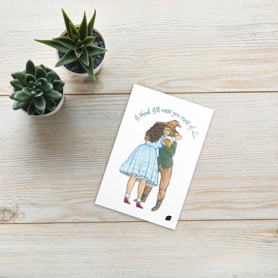 Sentimental Wizard of Oz Miss you PostcardGreeting Card Dorothy and Scarecrow Thinking of You