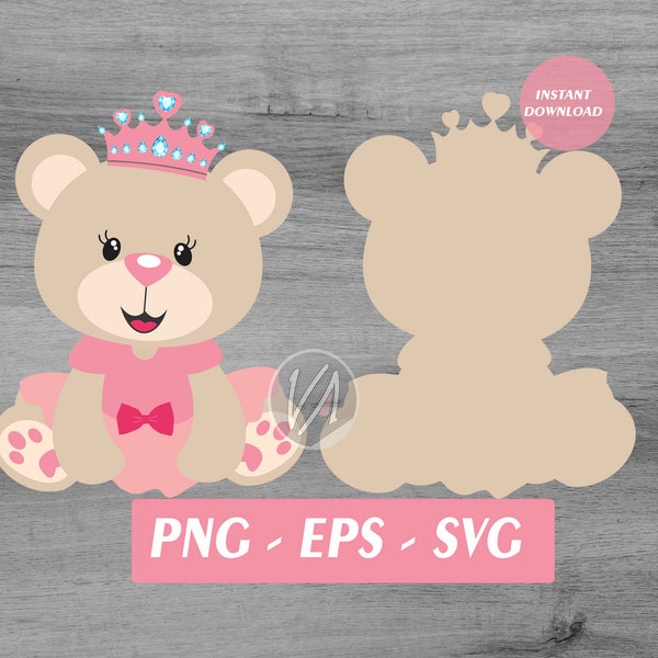 Princess Bear SVG, Dancing Bear, Svg Bear Outline, Bear Clipart. Príncesa svg, PNG, EPS, Cricut Cut files, Silhouette Archive