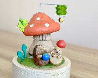 Wooden Hedgehogs Mini Music Box