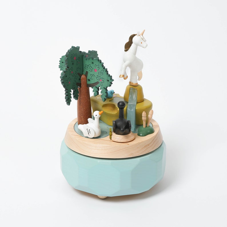 Unicorn and Swans Wooden Music Box image 3