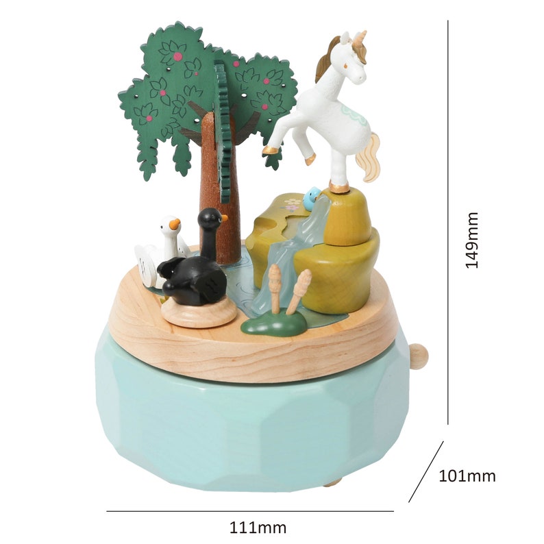 Unicorn and Swans Wooden Music Box image 8