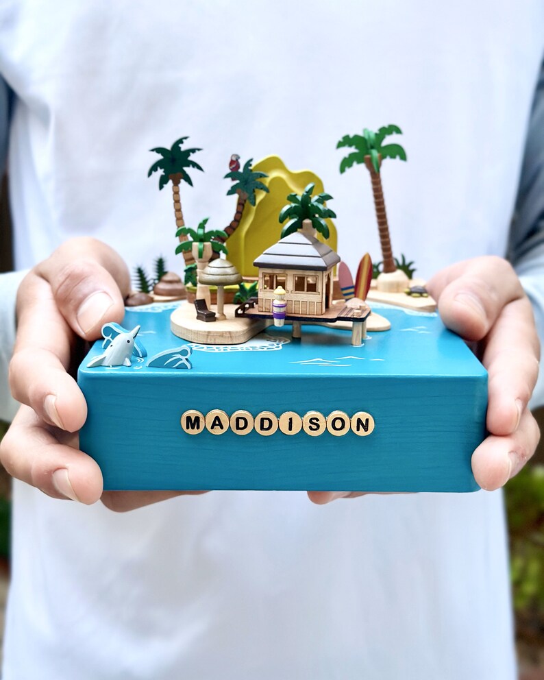 Sunshine Island Wooden Music Box Add Personalization