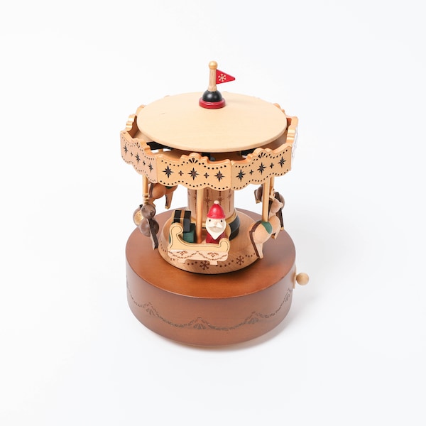 Santa & Reindeer Carousel Music Box