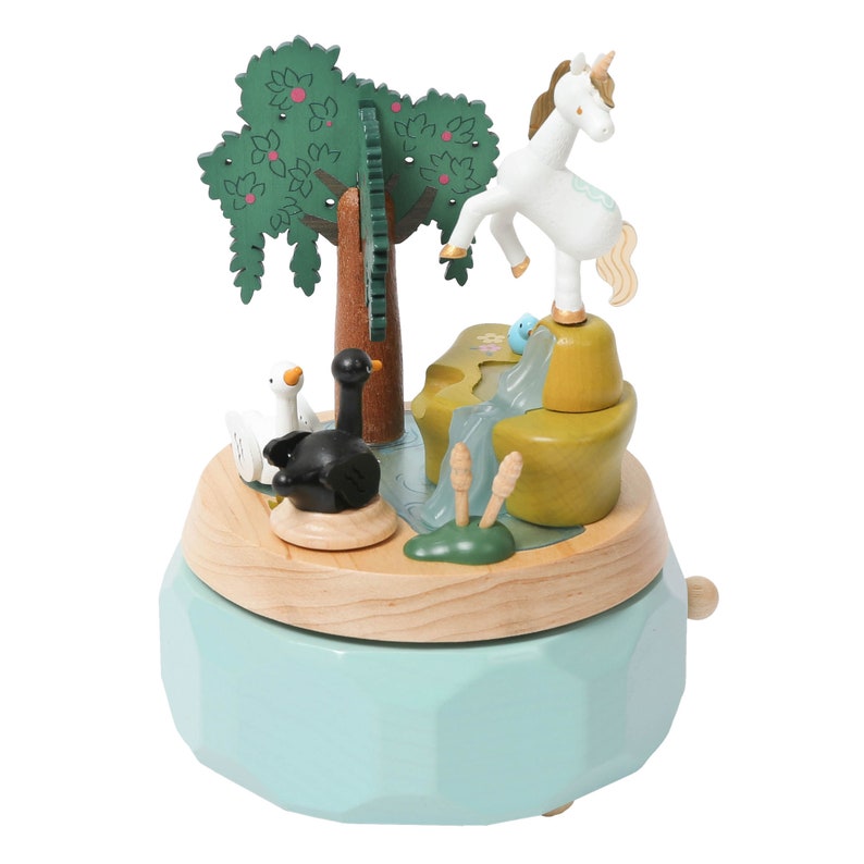 Unicorn and Swans Wooden Music Box image 7