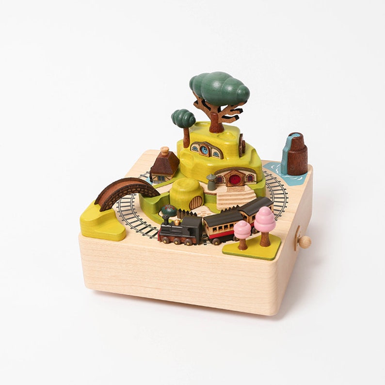 Wooden Spring Train Music Box Etsy