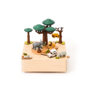 African Safari Wooden Music Box