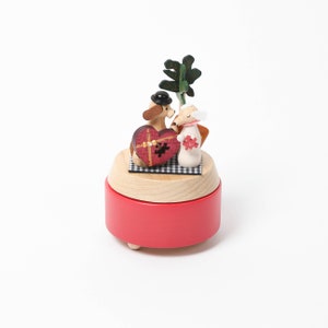 Caja de música de madera para amantes de los perros