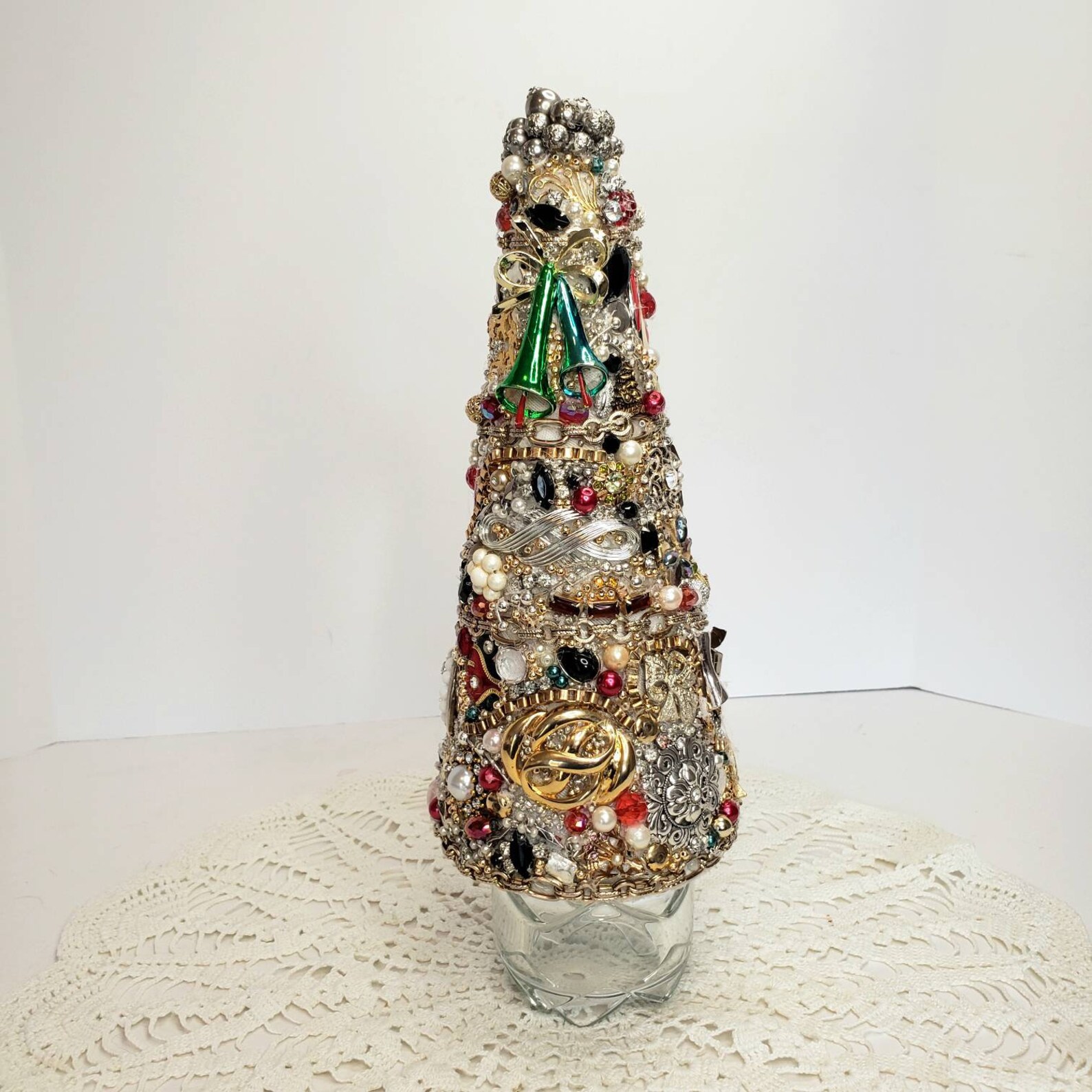 Vintage Jewelry Christmas Tree Cone Art Piece Etsy