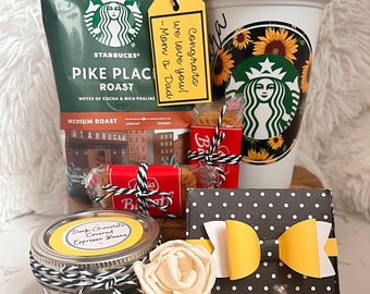 Sunflower Deluxe Starbucks Coffee Gift Box, Coffee Lover, Coffee Addict, Personalized Reusable Cup, Thinking of you, Birthday Gift