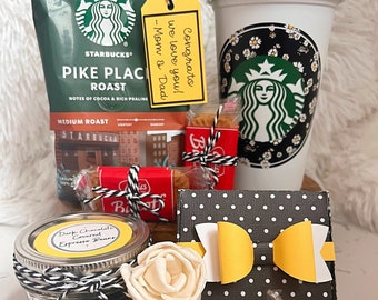 Daisy Deluxe Starbucks Coffee Gift Box, Amante del café, Adicto al café, Taza reutilizable personalizada, Pensando en ti, Regalo de cumpleaños, Cesta de regalo