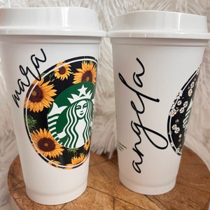 Caja de regalo de café Starbucks Deluxe de girasol, Amante del café, Adicto al café, Taza reutilizable personalizada, Pensando en ti, Regalo de cumpleaños imagen 8