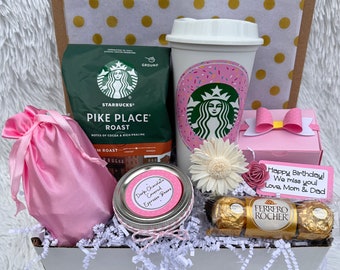 Sprinkles Birthday Starbucks Coffee Gift Box, Personalized Gift Box, Reusable Cup, Thinking of you, Birthday Gift, Gift Basket