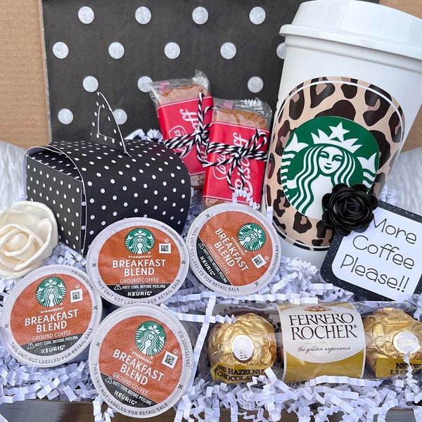 Starbucks Coffee Gift Box, Personalized Gift Box, Reusable Cup, Thinking of you, Birthday Gift, Gift Basket