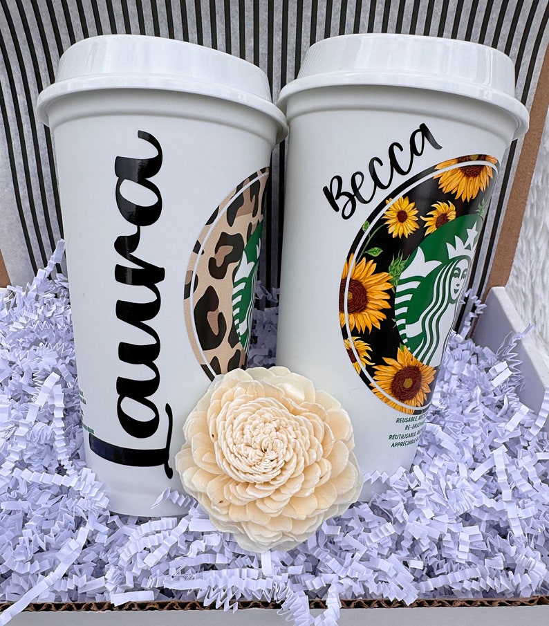 Deluxe Starbucks Coffee Gift Box, Coffee Lover, Coffee Addict, Personalized Reusable Cup, Thinking of you, Birthday Gift, Gift Basket image 4