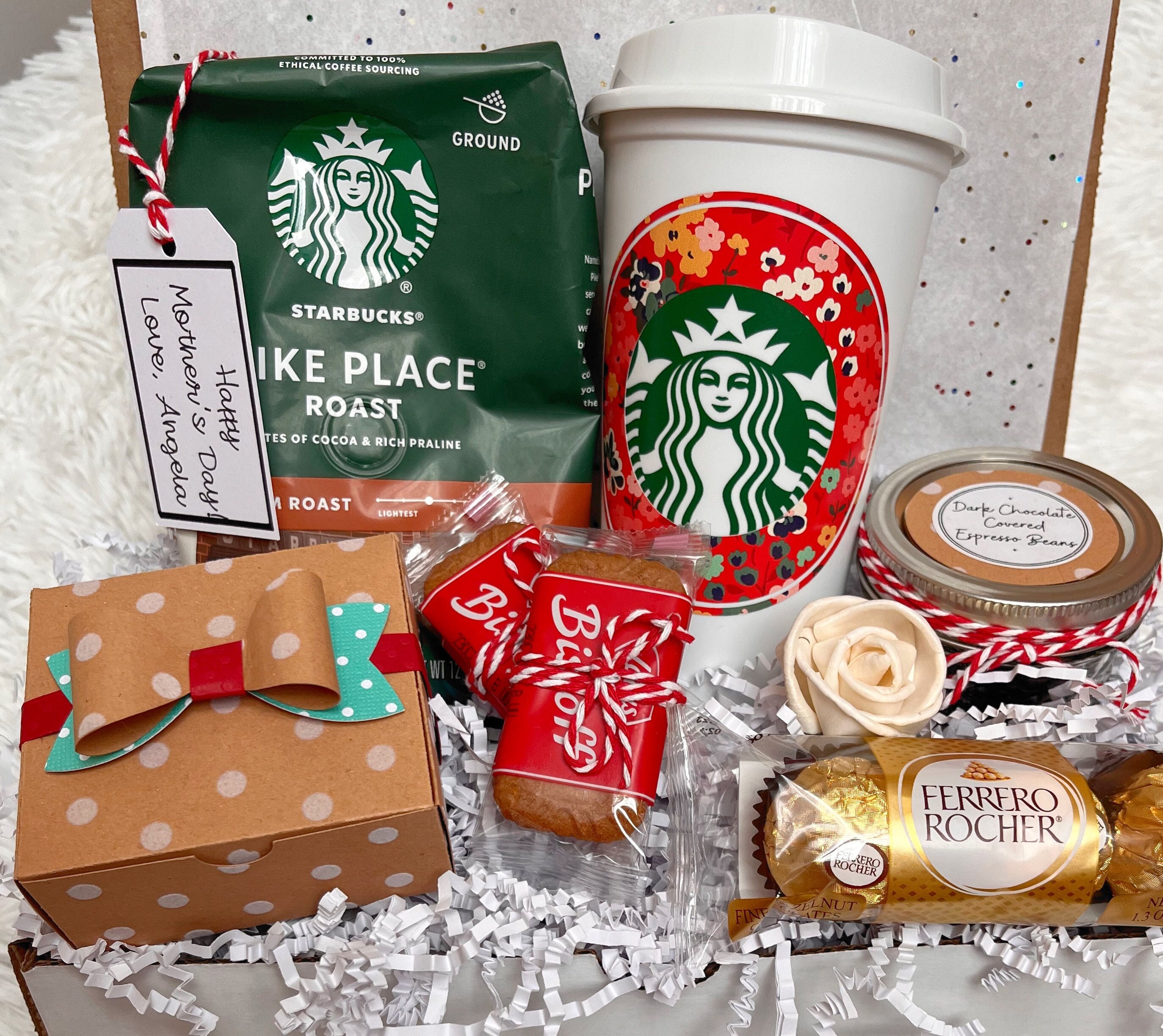 Red Flowers Deluxe Starbucks Coffee Gift Box Mothers Day - Etsy