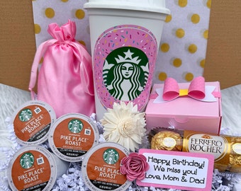 Sprinkles Birthday Starbucks Coffee Gift Box, Personalized Gift Box, Reusable Cup, Thinking of you, Birthday Gift, Gift Basket