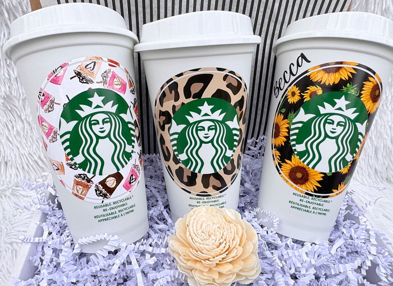 Deluxe Starbucks Coffee Gift Box, Coffee Lover, Coffee Addict, Personalized Reusable Cup, Thinking of you, Birthday Gift, Gift Basket image 7