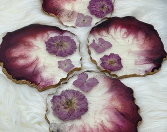 Flowers geode coasters fuchsias