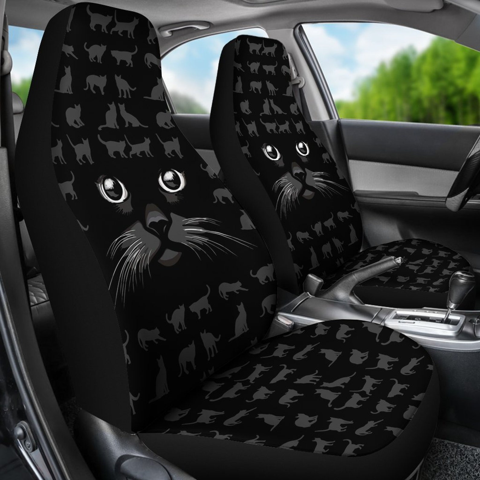 Black Cat Pets Animal Car Seat Cover Personalized Universal | Etsy