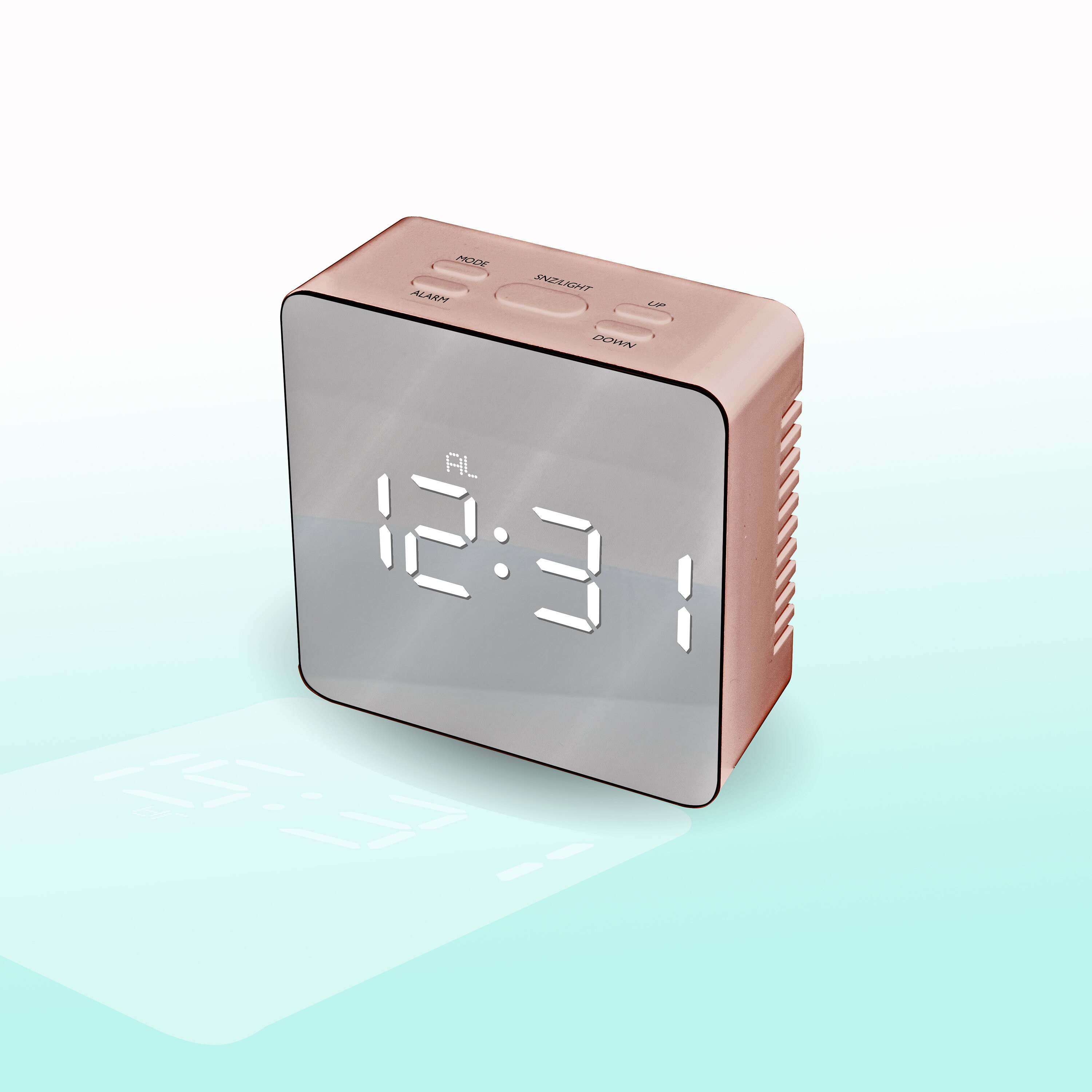 Mirror Alarm Clock Rose Gold Etsy