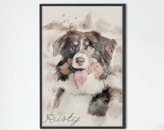 Personalized Watercolor Pet Portrait, Watercolor Pet Portrait, Pet Art Print, Dog Lover Gift, Pet Illustration, Custom Dog Portrait