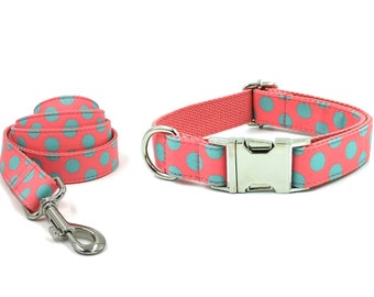 Green Polka Dot Dog Collar. Colorful Dog Collar. Personalized Engraved Dog Collar.  Girl Dog Collar
