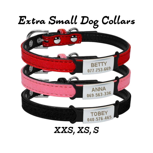 Extra kleine halsband, kleine halsband, gepersonaliseerde puppy halsband, aangepaste schattige halsband, theekopje halsband, XXS, XS, S halsbanden