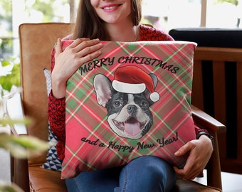 Personalized Christmas Dog Pillow, Custom Christmas Dog Pillow, Dog Picture Pillow, Christmas Décor, Dog Lover Gift, Christmas Pet Gift