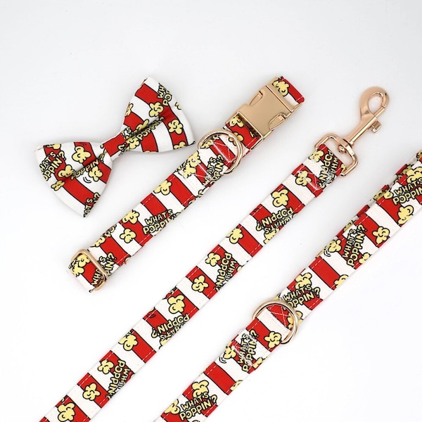 Personalized Popcorn Dog Collar & Leash Set - Delicious and Fun Design - Perfect for Snack-Loving Pups