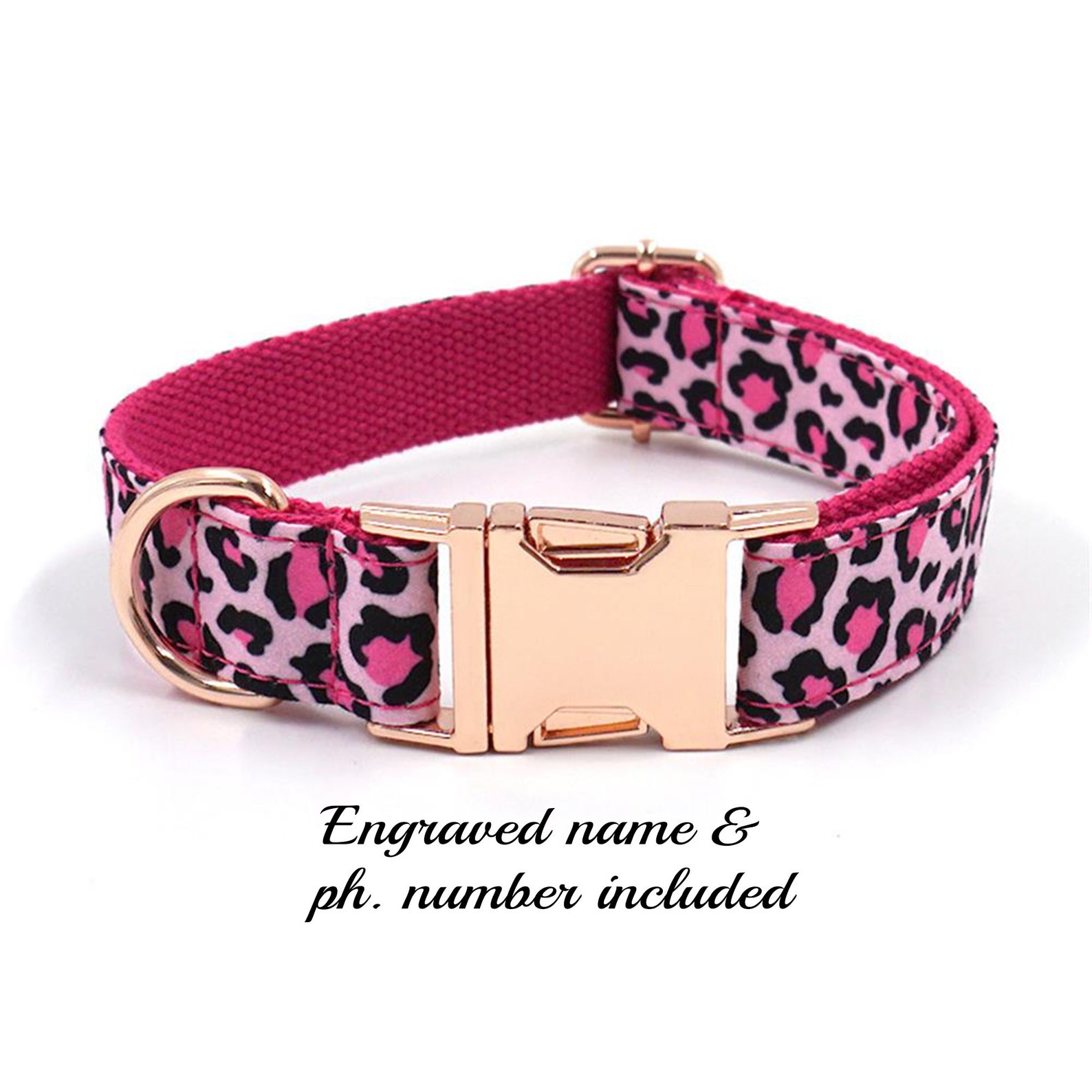 Pink Leopard Print Dog Collar. Animal Print Dog Collar. - Etsy