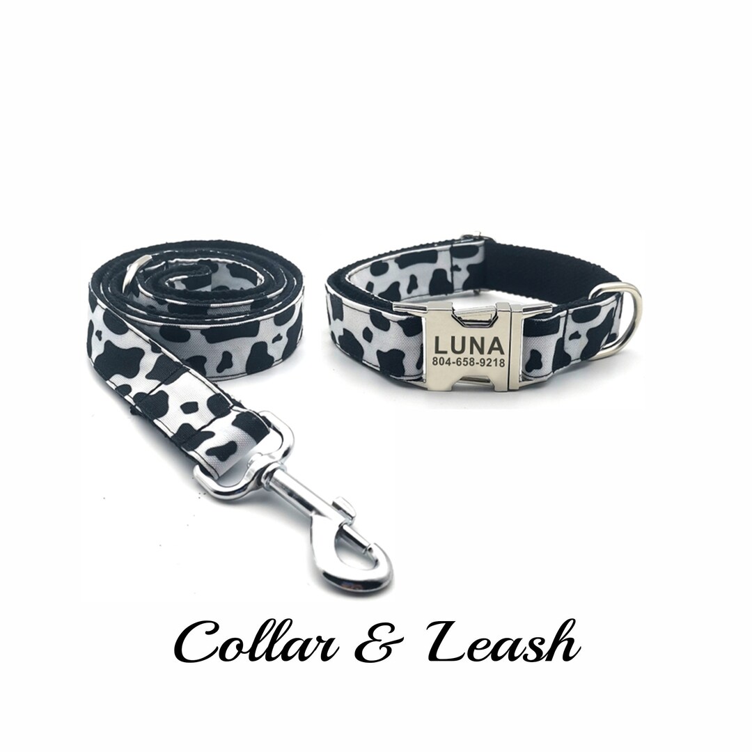 Cow Pattern Dog Collar. Black and White Dog Collar. Etsy