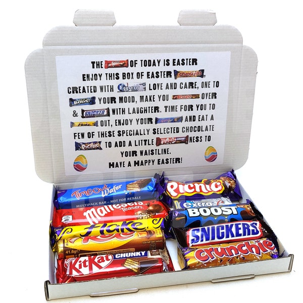 10 Piece HAPPY EASTER - Personalised Chocolate Poem Gift Box - Perfect Easter Gift