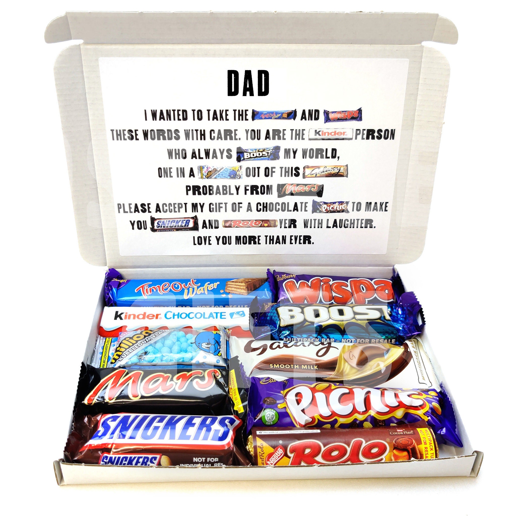 Candy Bar Bar Gifts For Dad 10 Piece FATHER'S DAY Personalised