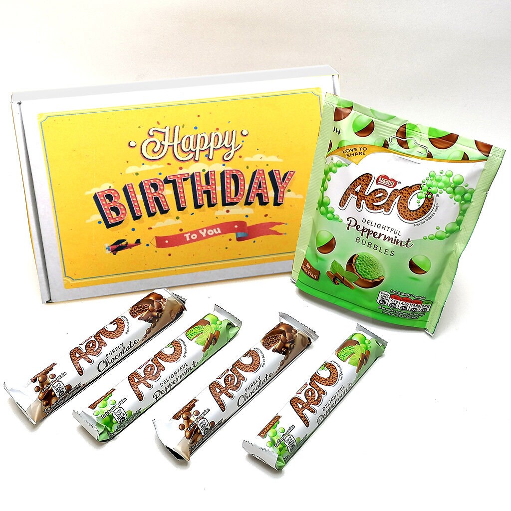 Happy Birthday Aero Chocolate Selection Gift Box Aero Mint Pouch & Bars
