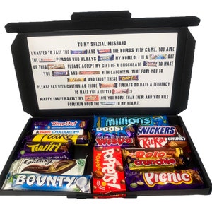 15 Piece Happy Anniversary Personalised Chocolate Poem Gift Box - Husband / Boyfriend