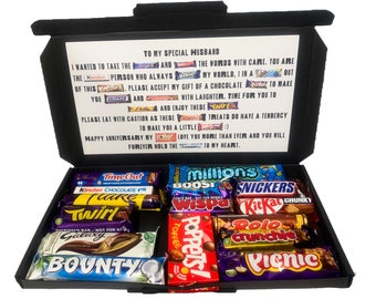 15 Piece Happy Anniversary Personalised Chocolate Poem Gift Box - Husband / Boyfriend