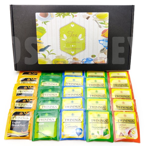 RELAXING BREAK TEA Box - Assorted Selection of Twinings Tea - 5 Flavours  (25 Bags)