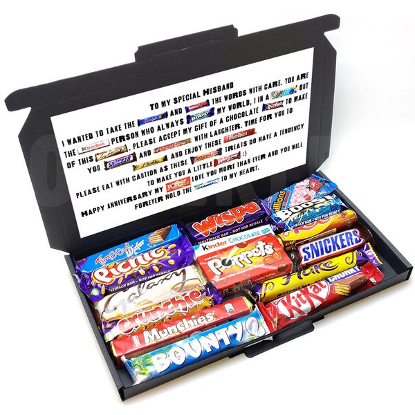 15 Piece Happy Anniversary Personalised Chocolate Poem Gift Box - Husband / Boyfriend