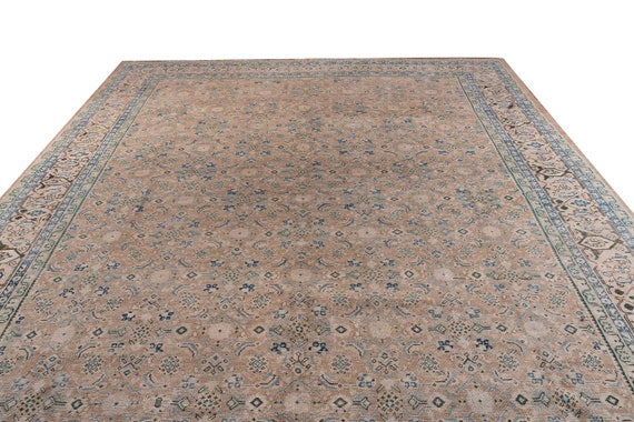 9'4''x12'6''Faded Natural Beige Color Turkish Wool Rug,Anatolian Ottoman Handmade Area Rug,Decorative Rug,Nomadic Rug,Modern Art Rug,3620