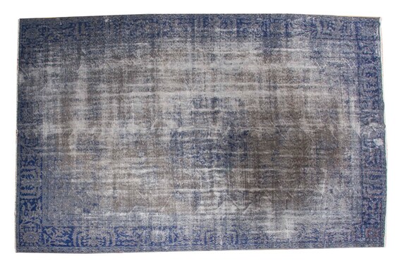 8'2'' x 10'9'' Blue-Grey Color Vintage Turkish Wool Rug,Anatolian Handmade Area Rug,Home Decor,Decorative Rug,Grey-Blue Rug,Nomadic Rug
