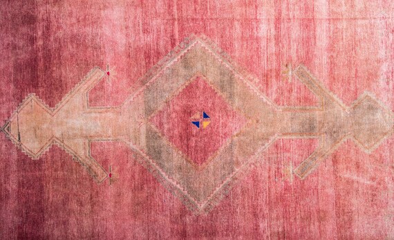 4'06''x11'6''Broken Red Color Vintage Turkish Wool Rug,Anatolian Ottoman Handmade Area Rug,Home Decor,Decorative Rug ,Nomadic Rug,Modern Rug