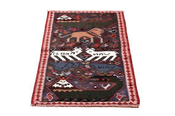 VINTAGE VAN CAT Rug - Artistic Design Mat, Runner Rug, Hand Made Unique Design Rug, Floor Mat, Outdoor Doormat, Cat Patterns, 2x3 feet
