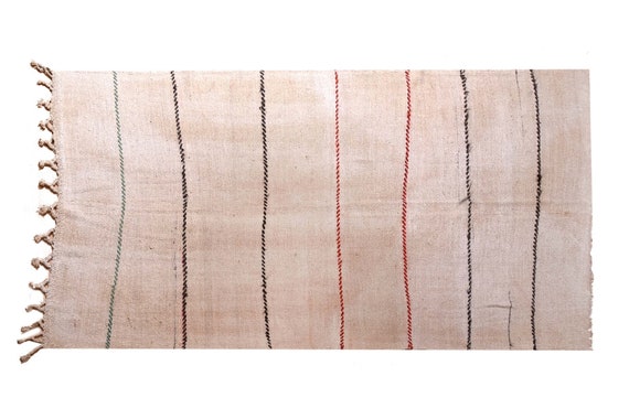 5'9''x10'3''Vintage,Natural Beige Color Turkish Area Hemp Rug, Bedroom Rug, Neutral Rug,Living Room Rug,Boho Rug,Antique Rug,Faded Rug,2556