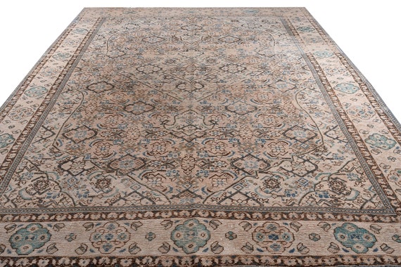 9'2" X 12'4''Vintage Rug,Faded Natural Colors Turkish Area Rug,Bedroom Rug,Neutral Rug,Living Room Rug,Boho Rug,Decorative Rug,Faded Rug,