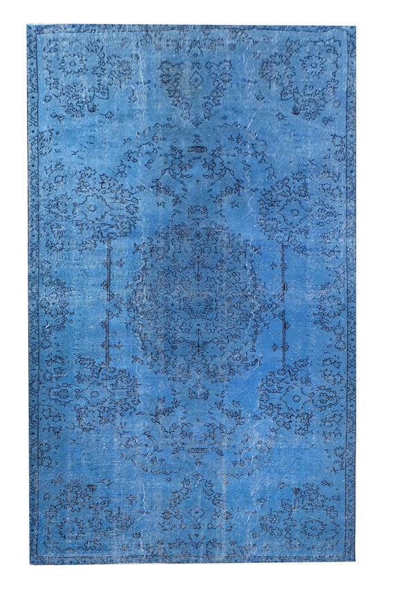 5'7" X 8'11'' Vintage Rug,Blue Colors Turkish Area Rug,Bedroom Rug,Neutral Rug,Living Room Rug,Boho Rug,Decorative Rug,Faded Rug,