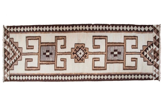 BOHEMIAN RUG, Vintage Rug, Turkish Wool Rug, Home Decor Rug, Tribal Rug, Nomadic Rug, Runner Rug, Area Rug, Beige-Brown Color Rug 2.9x9.8ft