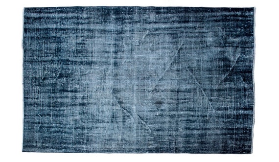 4'6''x7'4''Blue Color Vintage Turkish Wool Rug,Anatolian Ottoman Handmade Area Rug,Home Decor,Decorative Rug,Nomadic Rug,Modern Rug